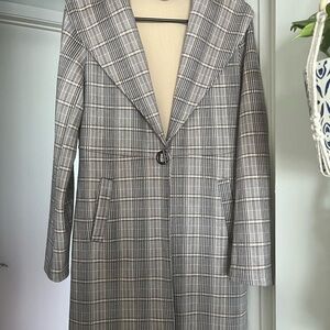 Solitaire Gray Plaid Long Light Coat